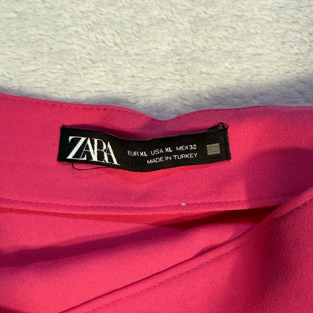 Zara XL Pink Skort High Waist Flowy Ruffle Skirt Shorts Summer Tie - Picture 6 of 12